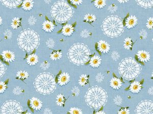 Voksduk blonde/margeritt lys blå 140 cm bred metervare