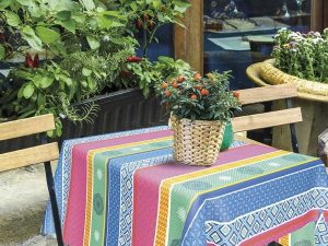 Voksduk Geometriske striper 140 cm bred metervare